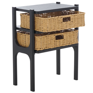 Safavieh Rozalyn Two Drawer Accent Table - Stylish Storage Solution For Living Room, Bedroom, And Entryway Matte Black , Pine Wood,Mdf Acc5728b