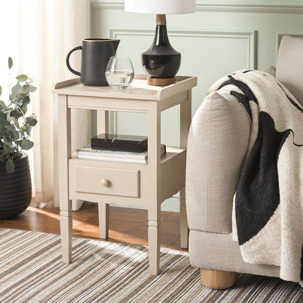 Safavieh Araminta One Drawer Accent Table - Stylish Storage Solution For Your Home Decor Needs Sand Pine Wood,Mdf Acc5730a