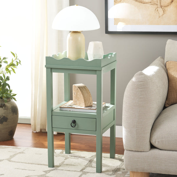 Safavieh Darlyn One Drawer Accent Table - Stylish Storage Solution For Living Room, Bedroom, Or Entryway Sage Pine Wood,Mdf Acc5731d