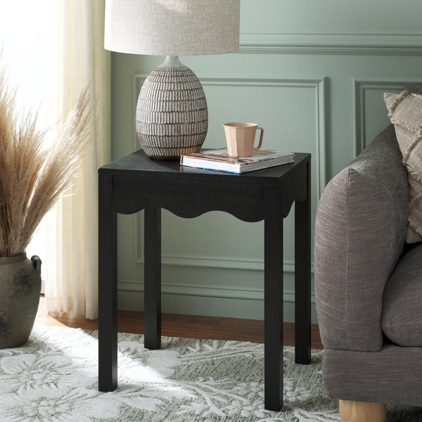 Safavieh Lilith Wave Accent Table - Stylish Sophistication For Living Rooms, Bedrooms, And Entryways Matte Black , Pine Wood,Mdf Acc5733b