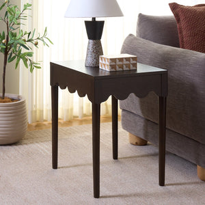 Neha Accent Table With Solid Wood Frame And Veneer Top, Compact Timeless Side Table For Living Rooms
