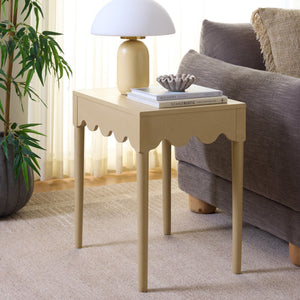 Neha Accent Table With Solid Wood Frame And Veneer Top, Compact Timeless Side Table For Living Rooms