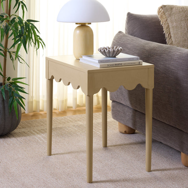 Neha Accent Table With Solid Wood Frame And Veneer Top, Compact Timeless Side Table For Living Rooms
