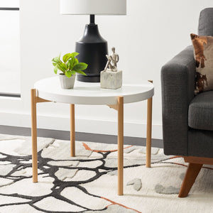 Safavieh Solara Elegant Accent Table - Modern White & Natural Wood Design For Small Spaces, Versatile Use ACC5801A