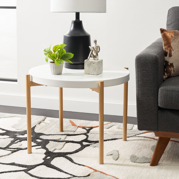 Safavieh Solara Elegant Accent Table - Modern White & Natural Wood Design For Small Spaces, Versatile Use ACC5801A