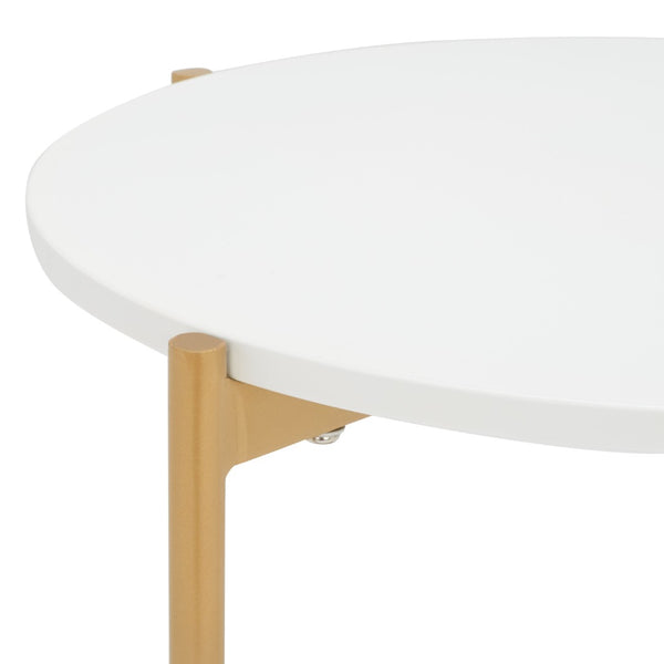 Safavieh Calina Modern Glam Accent Table With Gold Base & White Top - Stylish Compact Design For Any Room ACC5803A