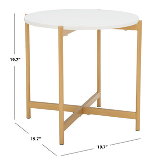 Safavieh Calina Modern Glam Accent Table With Gold Base & White Top - Stylish Compact Design For Any Room ACC5803A