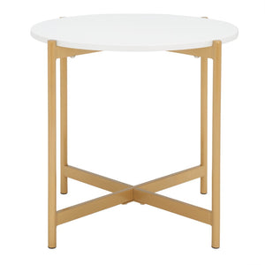 Safavieh Calina Modern Glam Accent Table With Gold Base & White Top - Stylish Compact Design For Any Room ACC5803A