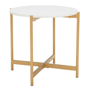 Safavieh Calina Modern Glam Accent Table With Gold Base & White Top - Stylish Compact Design For Any Room ACC5803A