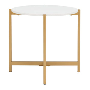 Safavieh Calina Modern Glam Accent Table With Gold Base & White Top - Stylish Compact Design For Any Room ACC5803A