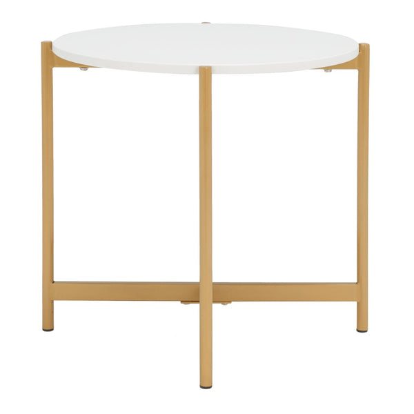 Safavieh Calina Modern Glam Accent Table With Gold Base & White Top - Stylish Compact Design For Any Room ACC5803A