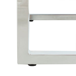 Safavieh Bethany Square End Table – Sleek Contemporary Design With Geometric Base For Modern Living Spaces White Marble Veneer/Chrome Leg ACC6201B