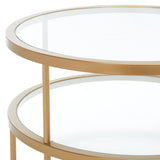 Safavieh Layta 3 Shelf Accent Table XII23 Gold/Glass Metal ACC6402A