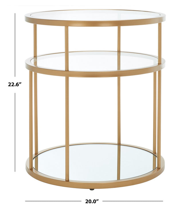 Safavieh Layta 3 Shelf Accent Table XII23 Gold/Glass Metal ACC6402A