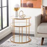 Safavieh Layta 3 Shelf Accent Table XII23 Gold/Glass Metal ACC6402A