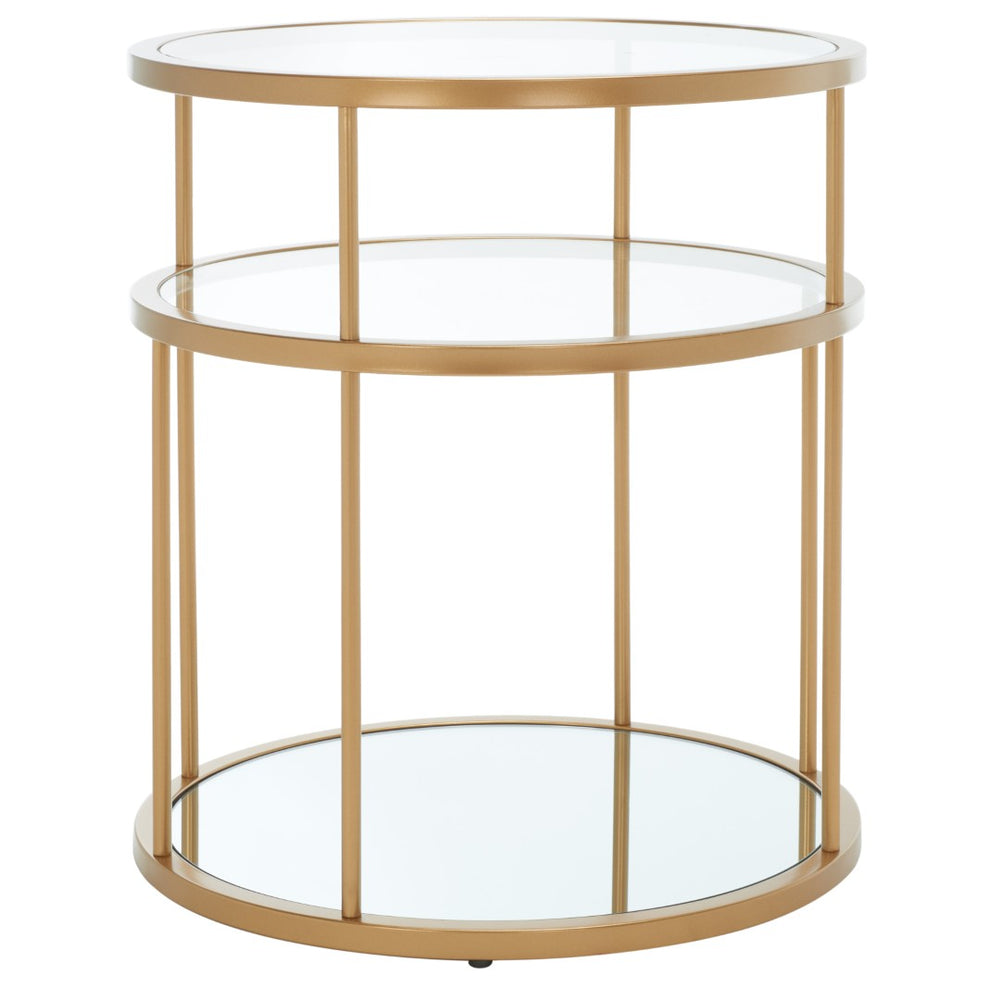 Safavieh Layta Elegant Three-Shelf Accent Table With Art Deco Design For Luxe Living Room Décor And Style Gold/Glass ACC6402A