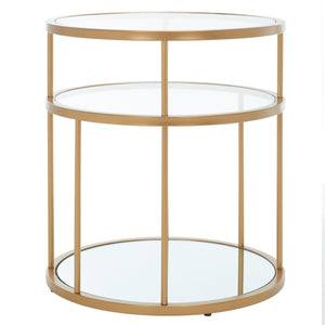 Safavieh Layta 3 Shelf Accent Table XII23 Gold/Glass Metal ACC6402A