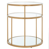 Safavieh Layta 3 Shelf Accent Table XII23 Gold/Glass Metal ACC6402A