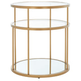 Safavieh Layta 3 Shelf Accent Table XII23 Gold/Glass Metal ACC6402A