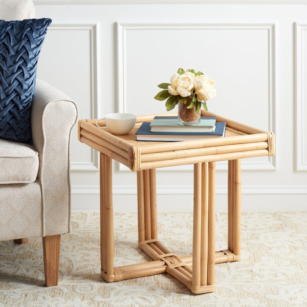 Safavieh Juri Coastal Accent Table – Bamboo-Inspired Rattan Design, Lightweight & Ideal For Any Space ACC6501A