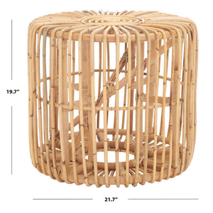 Safavieh Jabez Round Accent Table - Island-Inspired Rattan Design For Coastal And Bohemian Living Spaces Natural ACC6502A