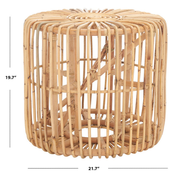 Safavieh Jabez Round Accent Table - Island-Inspired Rattan Design For Coastal And Bohemian Living Spaces Natural ACC6502A