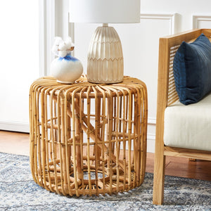 Safavieh Jabez Round Accent Table - Island-Inspired Rattan Design For Coastal And Bohemian Living Spaces Natural ACC6502A