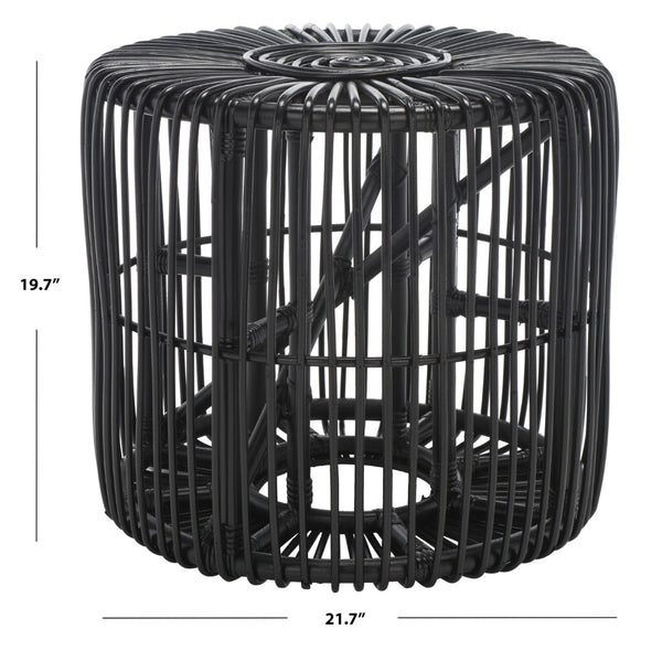 Safavieh Jabez Round Accent Table - Island-Inspired Rattan Design For Coastal And Bohemian Living Spaces Black ACC6502B