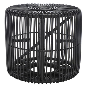 Safavieh Jabez Round Accent Table - Island-Inspired Rattan Design For Coastal And Bohemian Living Spaces Black ACC6502B