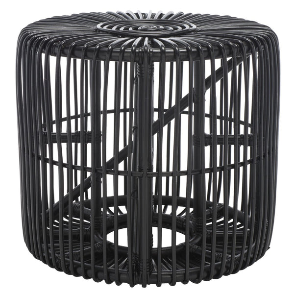 Safavieh Jabez Round Accent Table - Island-Inspired Rattan Design For Coastal And Bohemian Living Spaces Black ACC6502B