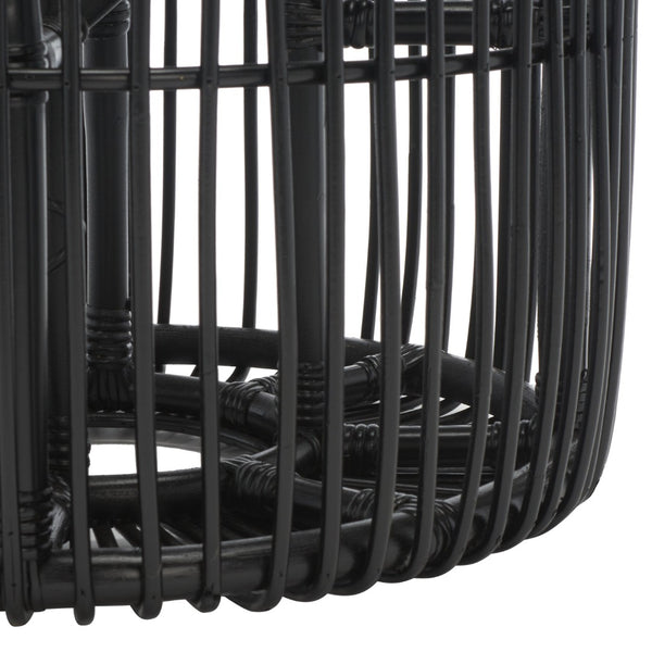 Safavieh Jabez Round Accent Table - Island-Inspired Rattan Design For Coastal And Bohemian Living Spaces Black ACC6502B