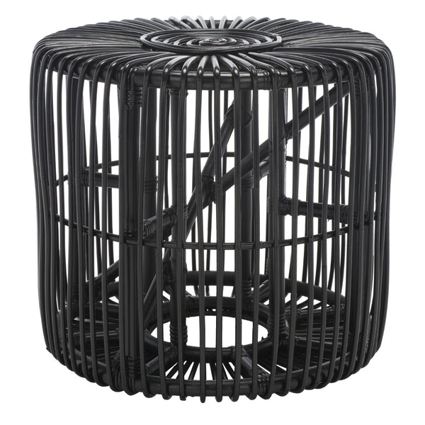 Safavieh Jabez Round Accent Table - Island-Inspired Rattan Design For Coastal And Bohemian Living Spaces Black ACC6502B