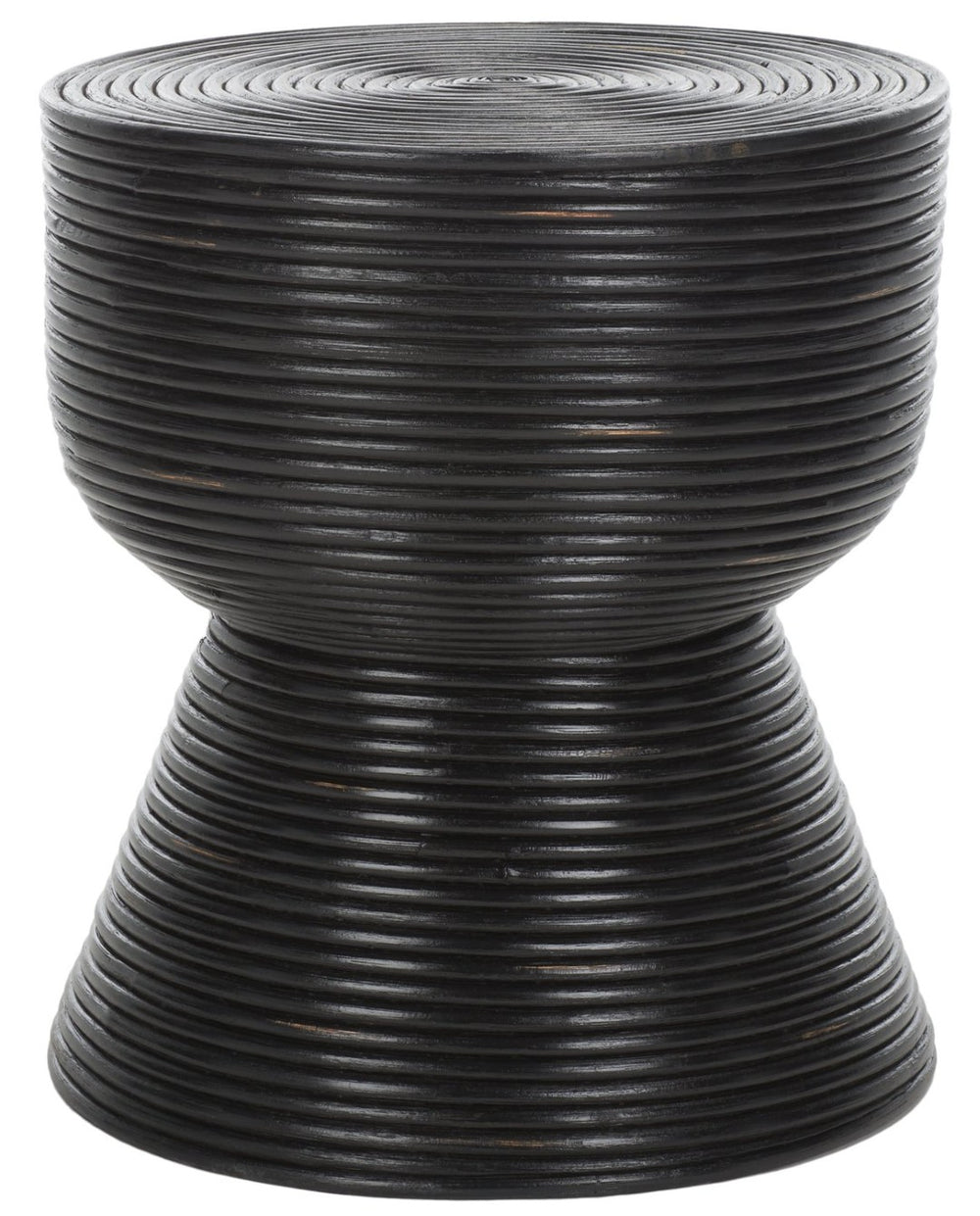 Safavieh Heimdall Round Accent Table - Handcrafted Natural Rattan With Distressed Black Finish, Chic Design ACC6503A