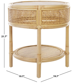Safavieh Arvid Round Accent Table - Exquisite Wood & Rattan Craftsmanship For Timeless Natural Elegance Natural Wood And Rattan Acc6505a
