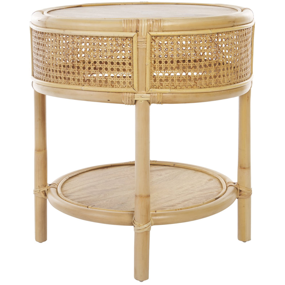 Safavieh Arvid Round Accent Table - Exquisite Wood & Rattan Craftsmanship For Timeless Natural Elegance Natural Wood And Rattan Acc6505a