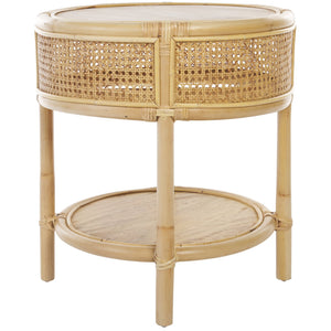 Safavieh Arvid Round Accent Table - Exquisite Wood & Rattan Craftsmanship For Timeless Natural Elegance Natural Wood And Rattan Acc6505a