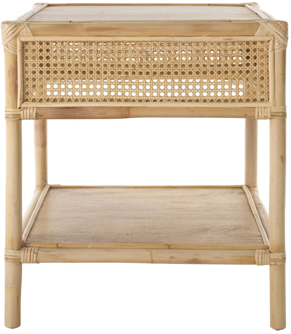 Safavieh Arvid Square Accent Table - Rustic Natural Wood & Rattan Design For Stylish Living Room Décor Natural Wood And Rattan Acc6506a