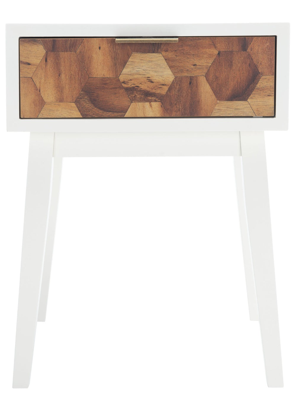 Safavieh Nilo Mid-Century Accent Table With Hexagon Drawer – Stylish, Versatile Design For Any Room White / Natural ACC6600A