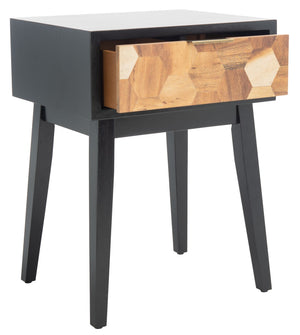 Safavieh Nilo Mid-Century Accent Table With Hexagon Drawer – Stylish, Versatile Design For Any Room Black / Natural ACC6600B