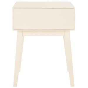 Safavieh Keya Mid-Century Modern Accent Table With Striated Hexagon Drawer And Gold Pull For Stylish Storage White ACC6601A