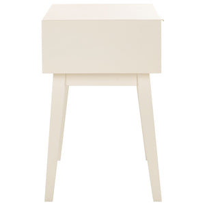 Safavieh Keya Mid-Century Modern Accent Table With Striated Hexagon Drawer And Gold Pull For Stylish Storage White ACC6601A