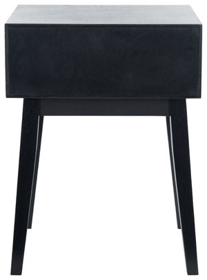 Safavieh Keya Mid-Century Modern Accent Table With Striated Hexagon Drawer And Gold Pull For Stylish Storage Black / White ACC6601B