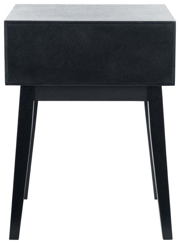 Safavieh Keya Mid-Century Modern Accent Table With Striated Hexagon Drawer And Gold Pull For Stylish Storage Black / White ACC6601B