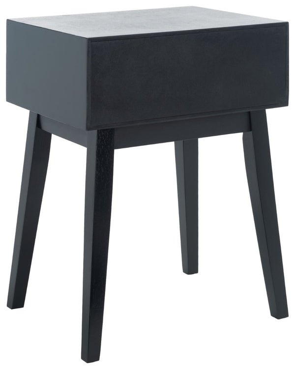 Safavieh Keya Mid-Century Modern Accent Table With Striated Hexagon Drawer And Gold Pull For Stylish Storage Black / White ACC6601B
