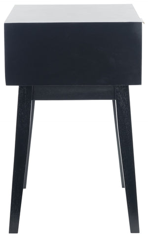Safavieh Keya Mid-Century Modern Accent Table With Striated Hexagon Drawer And Gold Pull For Stylish Storage Black / White ACC6601B