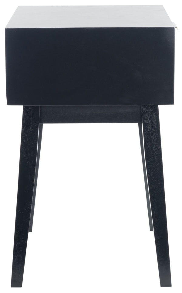 Safavieh Keya Mid-Century Modern Accent Table With Striated Hexagon Drawer And Gold Pull For Stylish Storage Black / White ACC6601B