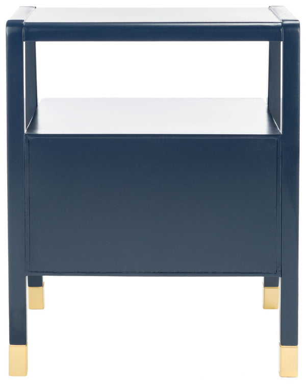Safavieh Cove Modern Glam Accent Table With Two Drawers And Open Shelf For Stylish Storage Solutions Navy / Gold ACC6602A