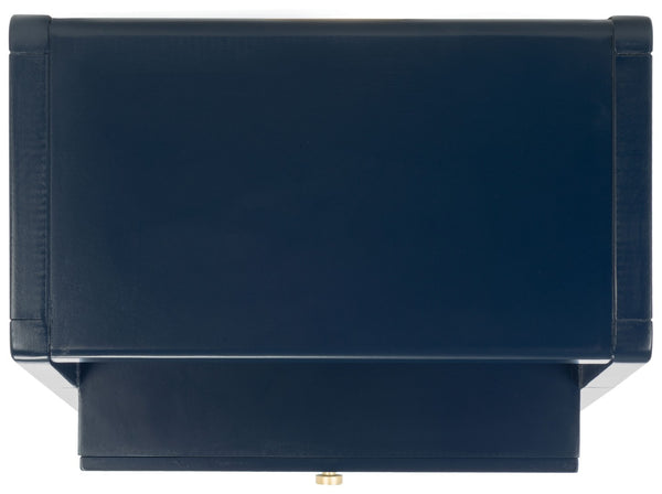 Safavieh Cove Modern Glam Accent Table With Two Drawers And Open Shelf For Stylish Storage Solutions Navy / Gold ACC6602A