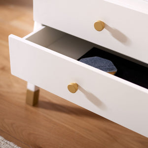 Safavieh Cove Modern Glam Accent Table With Two Drawers And Open Shelf For Stylish Storage Solutions White / Gold ACC6602B