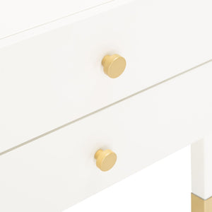 Safavieh Cove Modern Glam Accent Table With Two Drawers And Open Shelf For Stylish Storage Solutions White / Gold ACC6602B